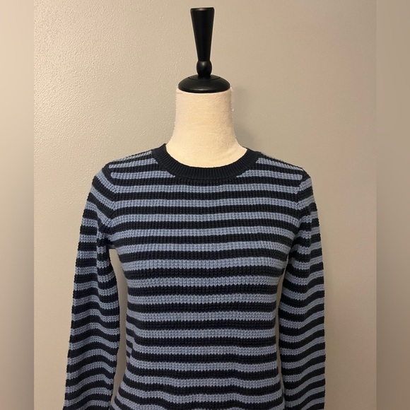 Sail to Sable Cotton Merino Wool Blend Waffle Knit Striped Sweater - Size XXS - Picture 2 of 9